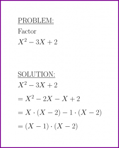 Factor X^2-3X+2 (factor polynomials) (problem with solution)